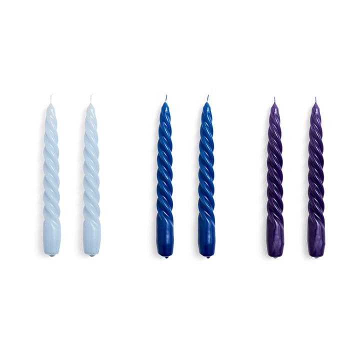 Candle Twist ljus 6-pack - Light blue-blue-purple - HAY