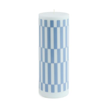 Column Candle blockljus large 25 cm - Light blue-dusty blue check - HAY