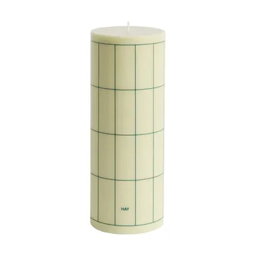 Column Candle blockljus large 25 cm - Light green with dark green grid check - HAY