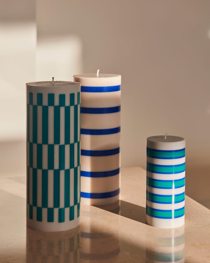 Column Candle blockljus large 25 cm, Off white-blue HAY