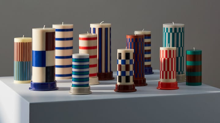 Column Candle blockljus large 25 cm, Off white-brown-black-blue HAY