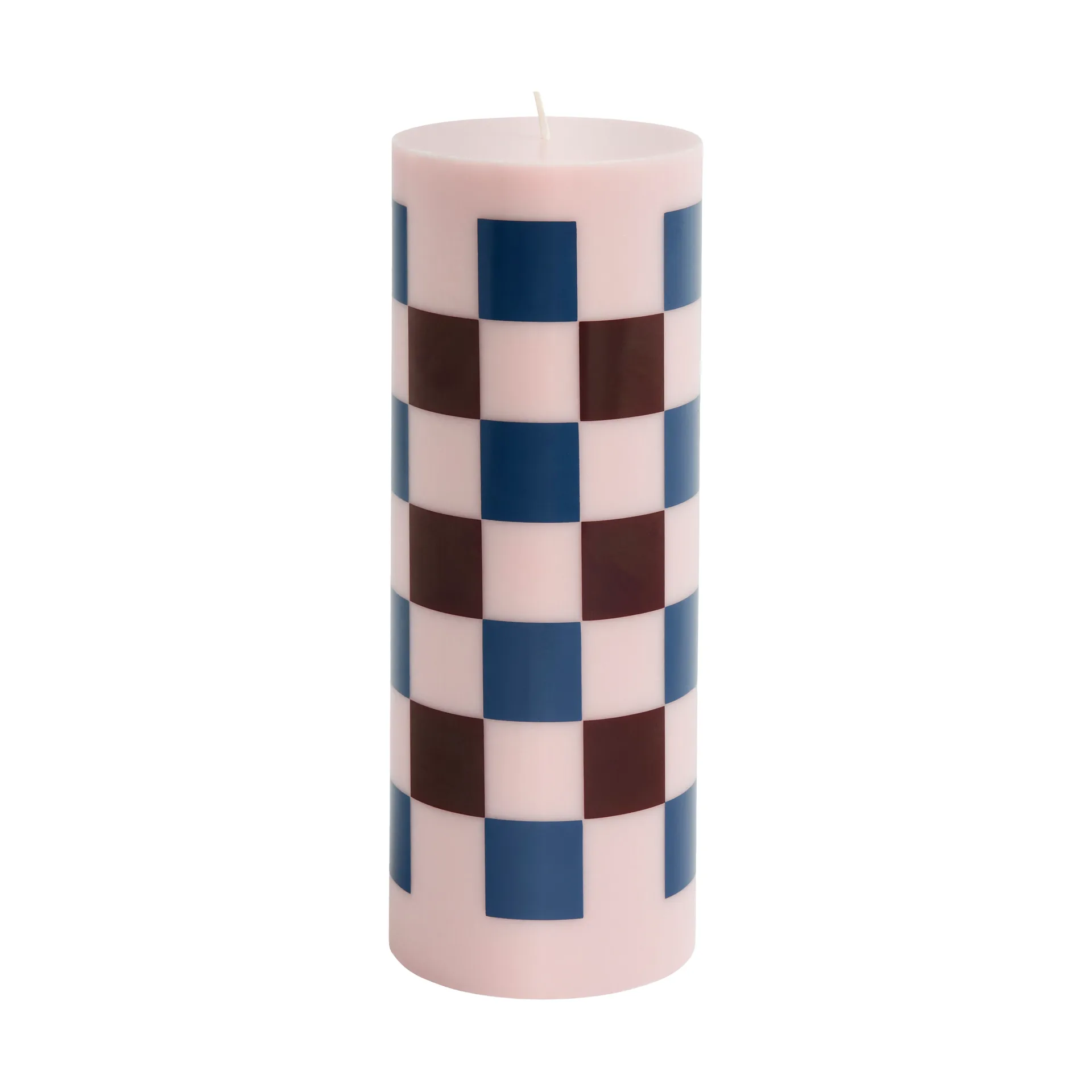 Column Candle blockljus large 25 cm, Pink-bordeaux-dark blue check HAY