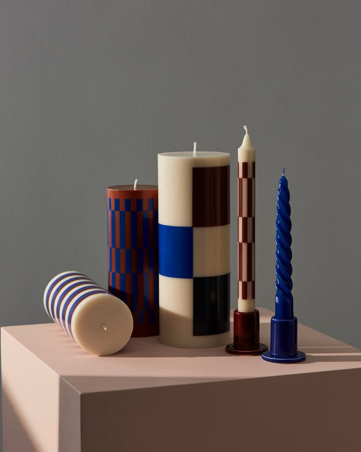 Column Candle blockljus medium 20 cm, Brown-blue HAY