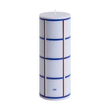Column Candle blockljus medium 20 cm - Light blue, blue, bordeaux and silver - HAY