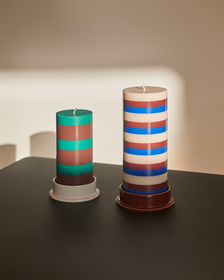 Column Candle blockljus small 15 cm, Green-brown HAY
