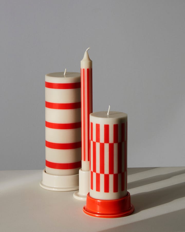 Column Candle blockljus small 15 cm - Off white-red - HAY