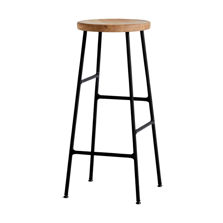 Cornet rund barpall 75 cm - Oiled oak-soft black - HAY