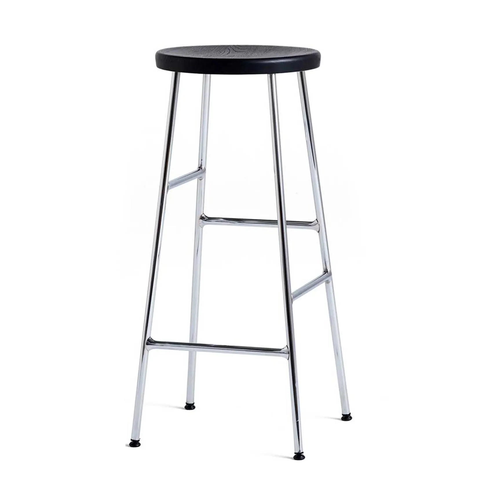Cornet rund barpall 75 cm, Soft black oak-chrome HAY