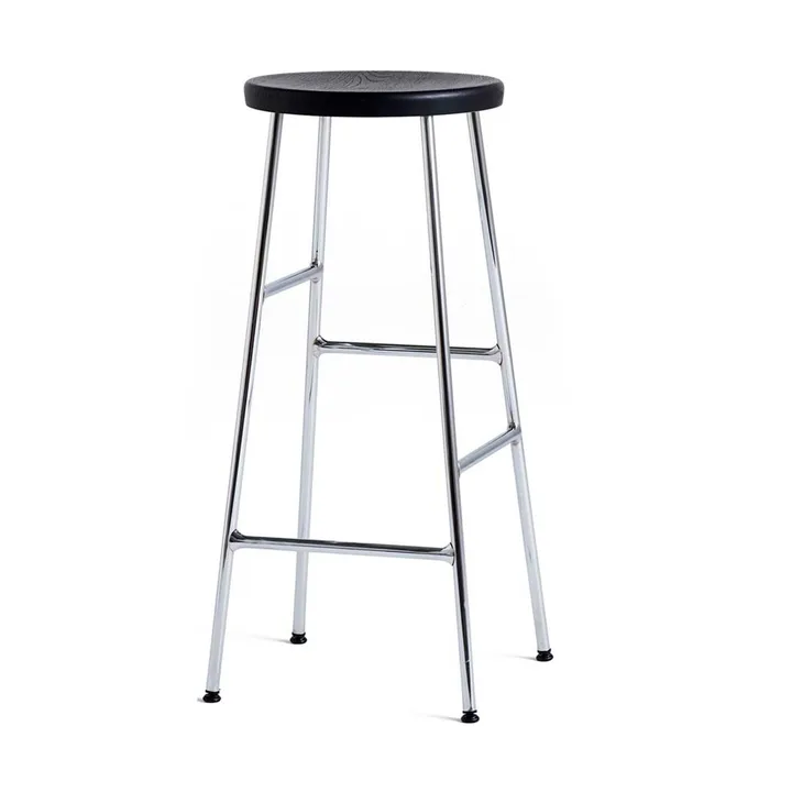 Cornet rund barpall 75 cm - Soft black oak-chrome - HAY