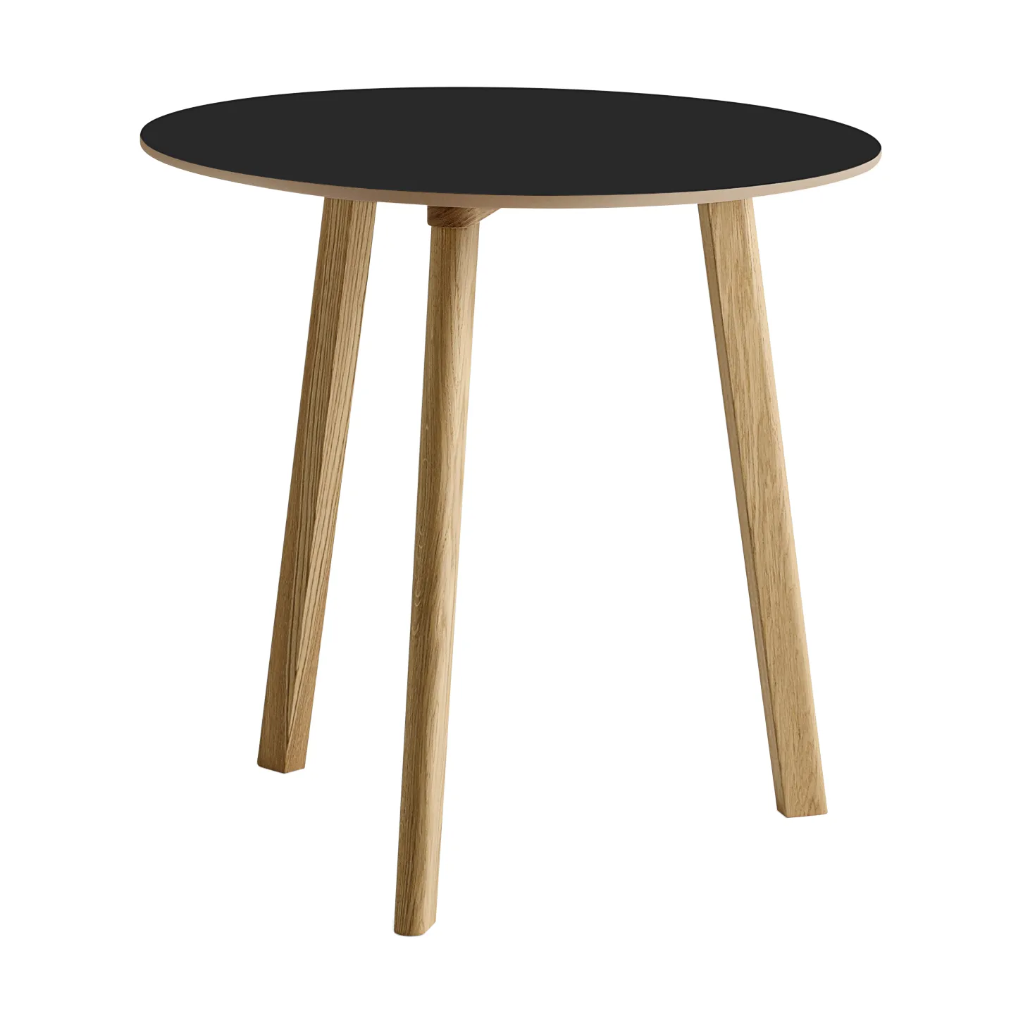 CPH220 Deux 2.0 bord Ø75 cm, Black laminate-lacquered oak HAY