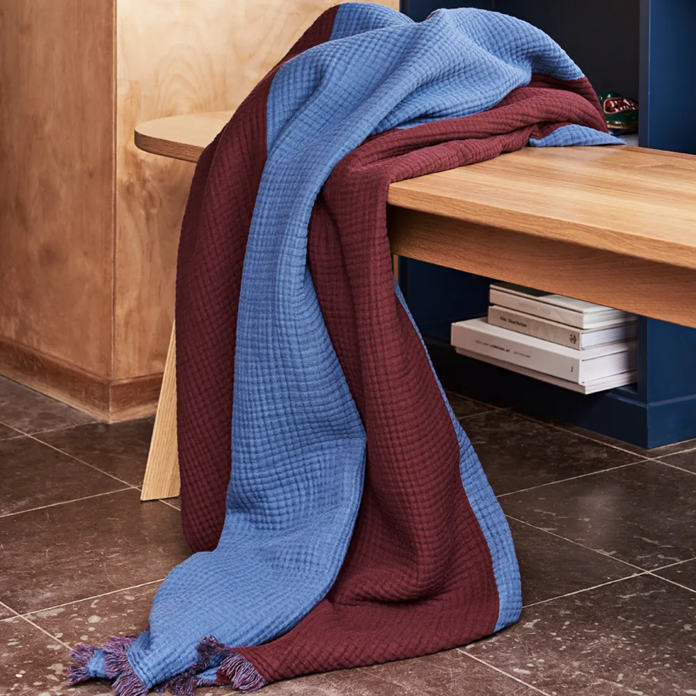 Crinkle Stripe pläd, burgundy HAY