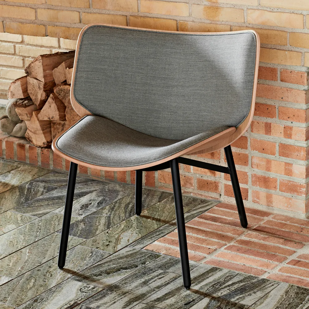 Dapper loungefåtölj, flamiber j4 dark blue-dusty grey ek-grått stativ HAY