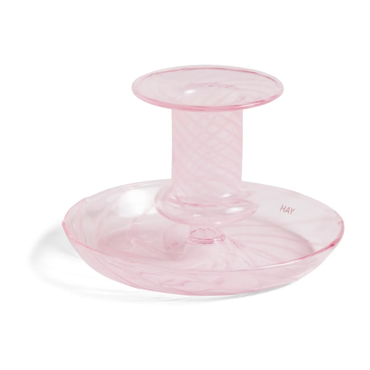 HAY Flare Stripe ljusstake Rosa-vit rand