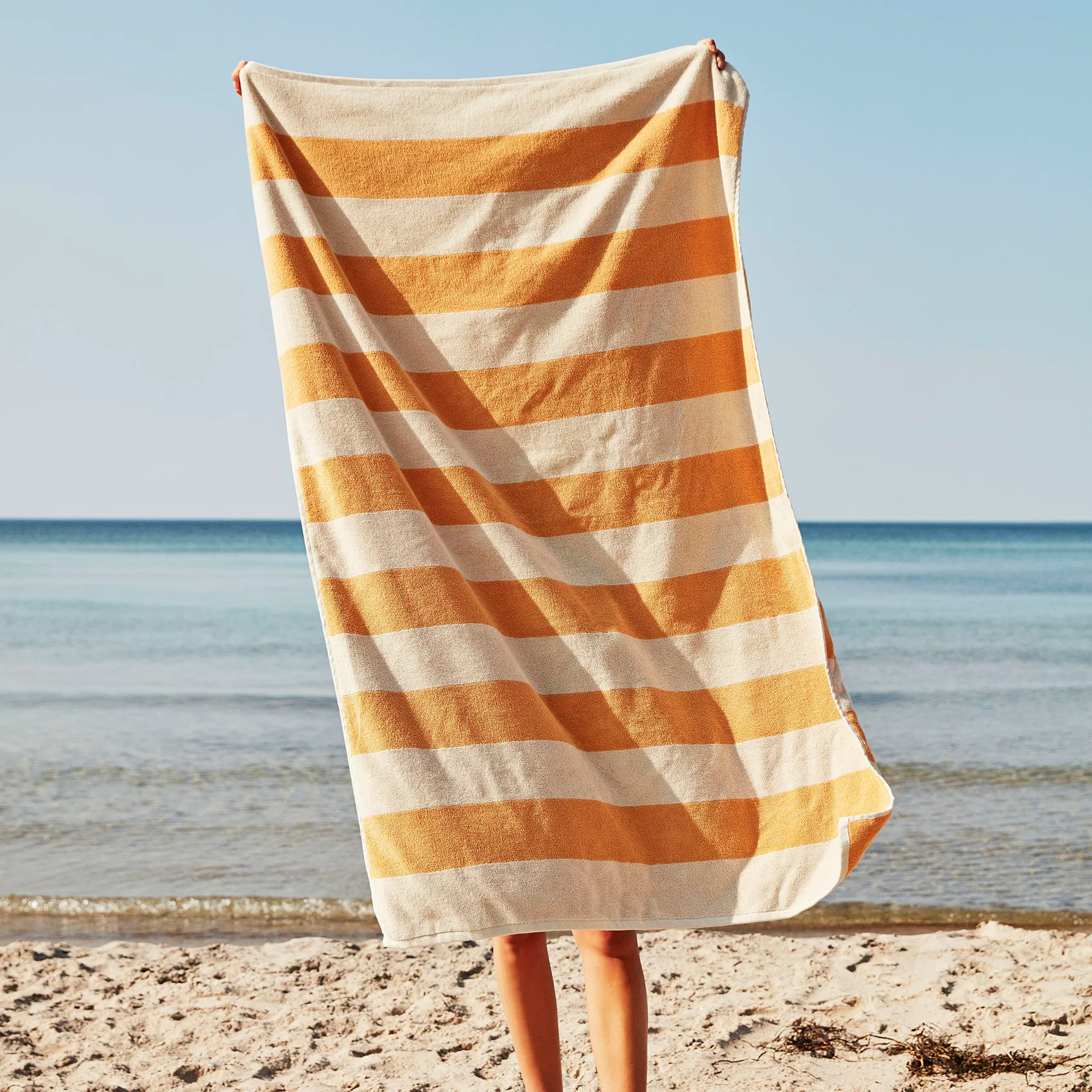 Frotté Stripe badlakan 100x150 cm, Warm yellow HAY