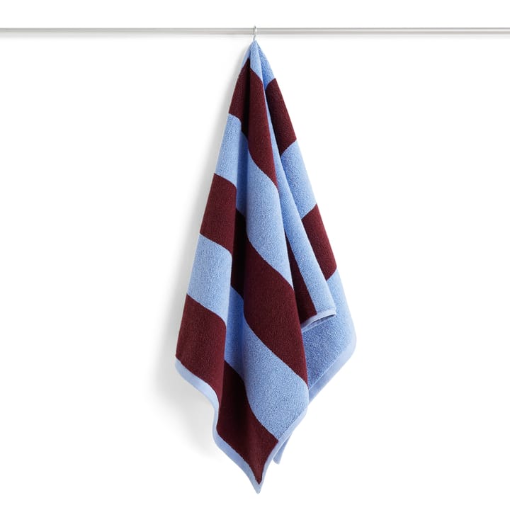Frotté Stripe handduk 50x100 cm - Bordeaux-Sky blue - HAY