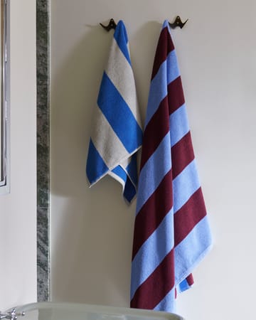 Frotté Stripe handduk 50x100 cm - Bordeaux-Sky blue - HAY