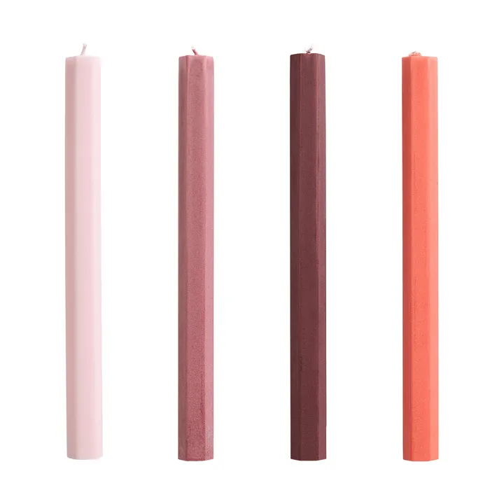Hexagon Candle ljus mix 4-pack - Berry - HAY