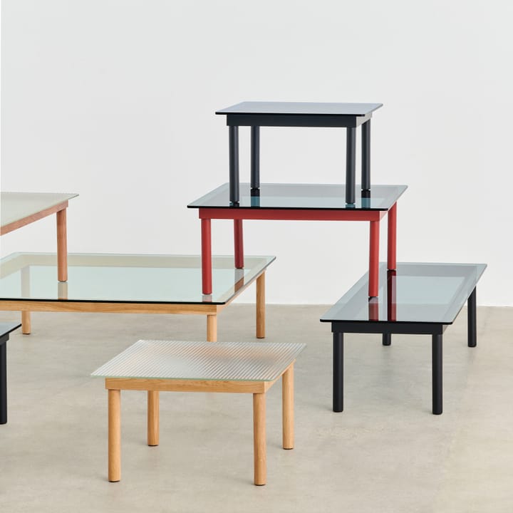 Kofi soffbord, Black oak-glastopp-blåtonat-b60 cm HAY