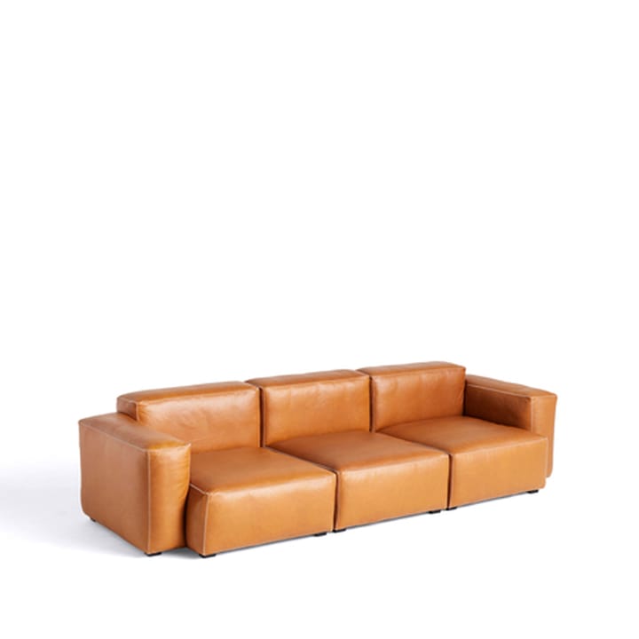 Mags Soft low 3-sits soffa, Sense cognac-ljusgrå söm HAY