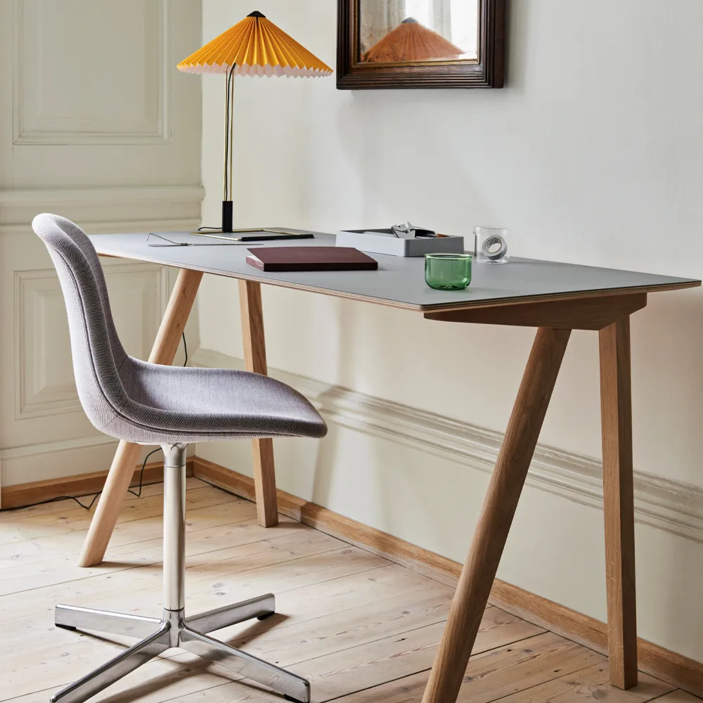 Neu 10 Upholstery kontorsstol, remix 163 grey, snurrstativ i aluminium HAY