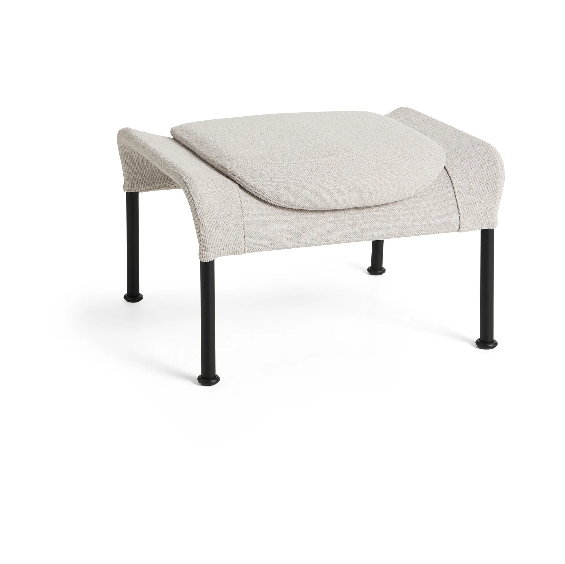 O2 Ottoman fotpall, Soft light grey-svartlackerad stål HAY