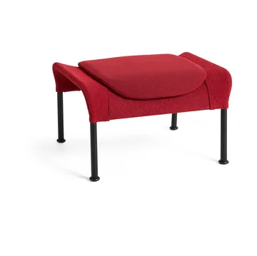 O2 Ottoman fotpall - Soft red-svartlackerad stål - HAY