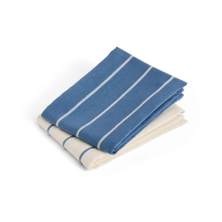 Outdoor Market kökshandduk - Blue-beige, 2-pack - HAY