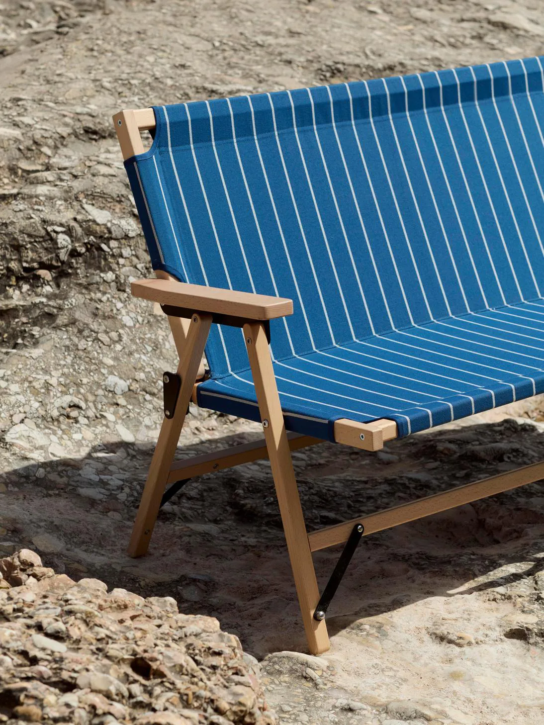 Outdoor Market soffa ihopfällbar, Blue-beige, 2-sits HAY