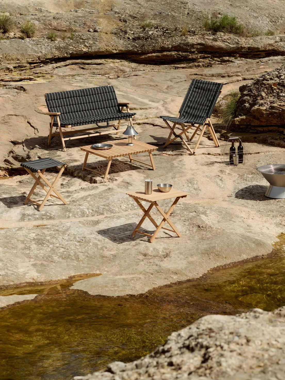 Outdoor Market stol ihopfällbar, Black-beige HAY