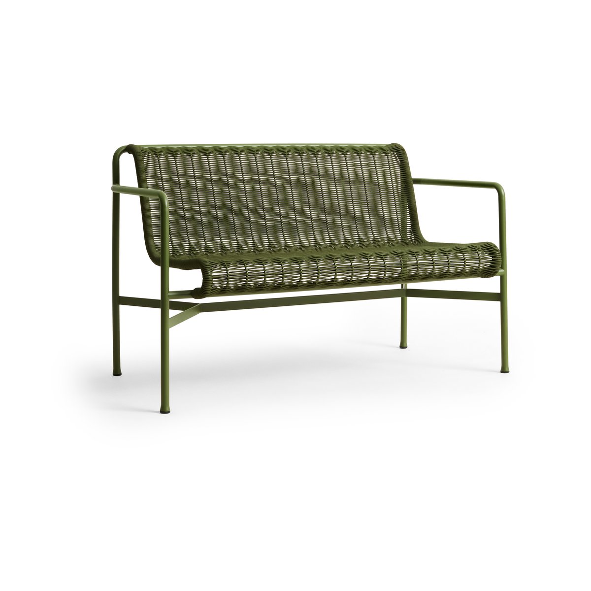 HAY Palissade Cord Dining bänk med armstöd Olive | Skandinavisk Design | Trädgårdsbänkar | Grön