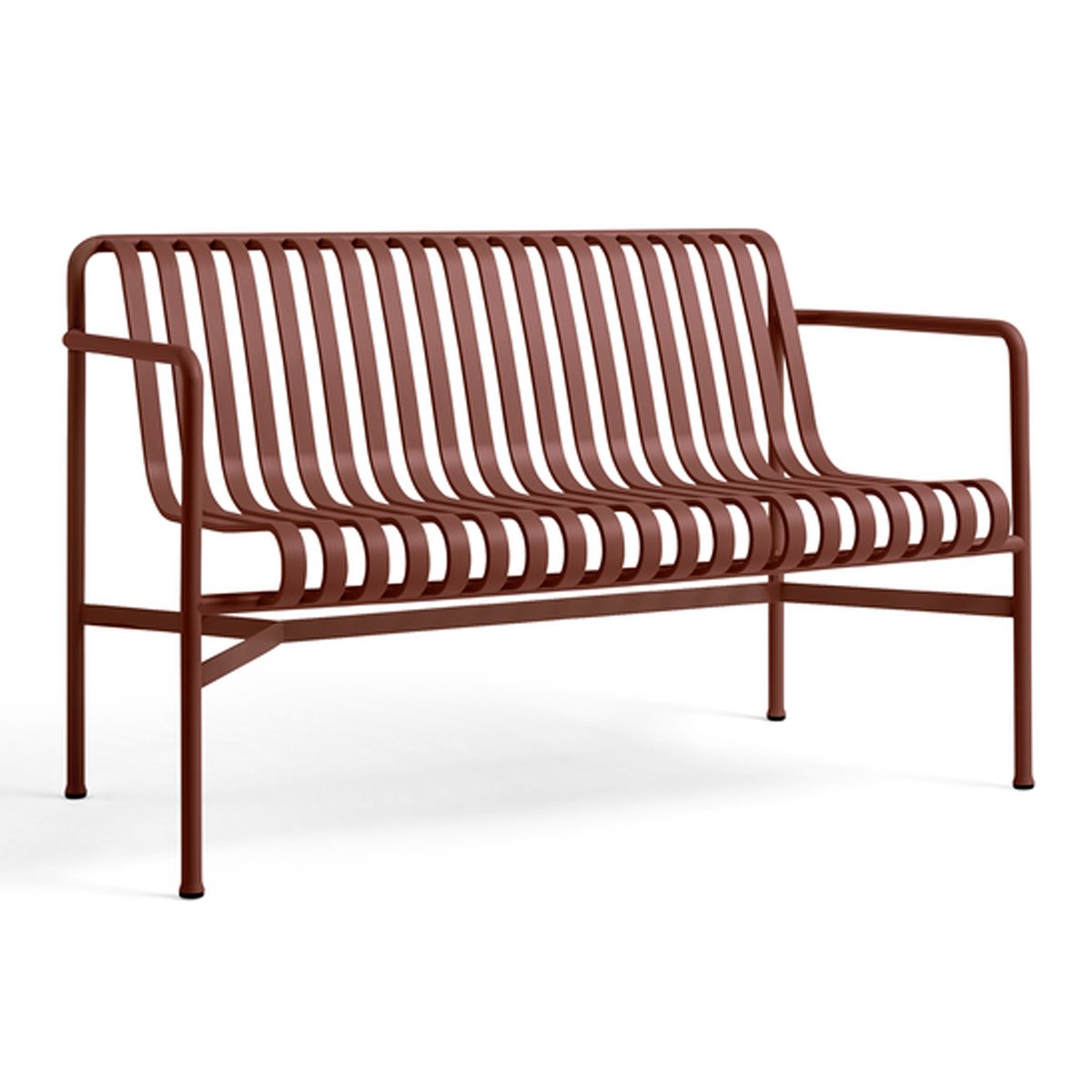 HAY Palissade Dining bänk med armstöd Iron red | Skandinavisk Design | Trädgårdsbänkar | Röd