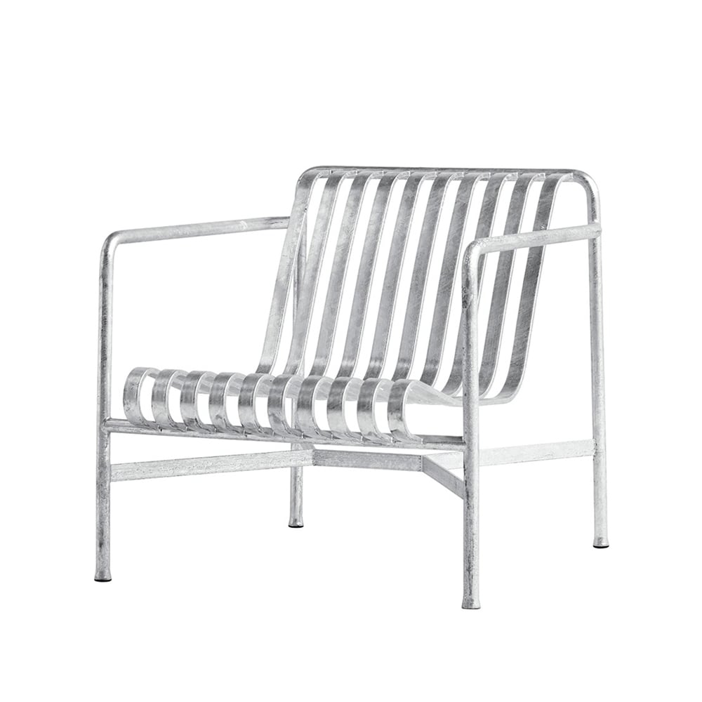 HAY Palissade Low loungefåtölj Hot galvanised | Skandinavisk Design | Trädgårdsstolar | Silverfärgad