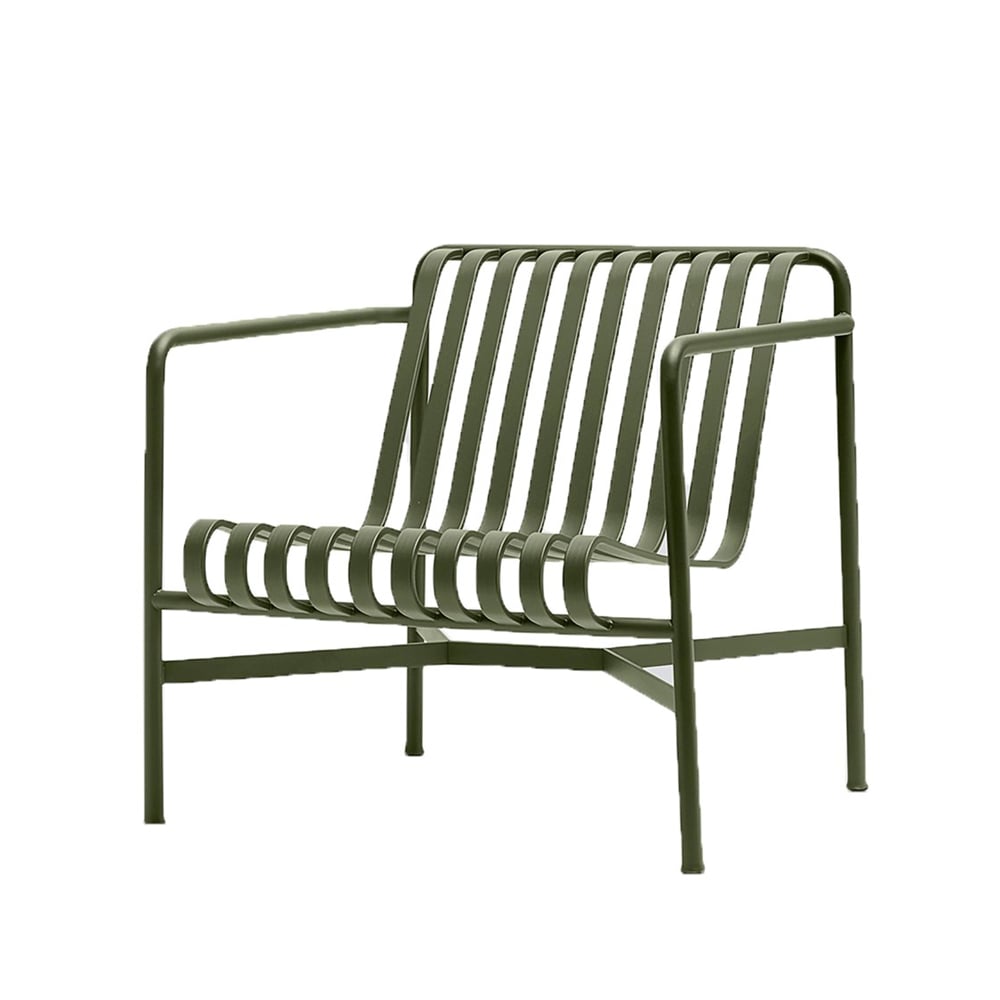 HAY Palissade Low loungefåtölj Olive | Skandinavisk Design | Trädgårdsstolar | Grön