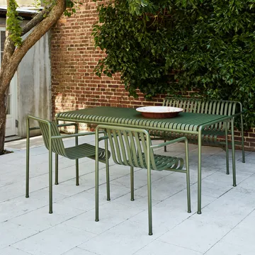 Palissade matgrupp 2 Dining karmstol + bänk 170x90 cm olive - HAY