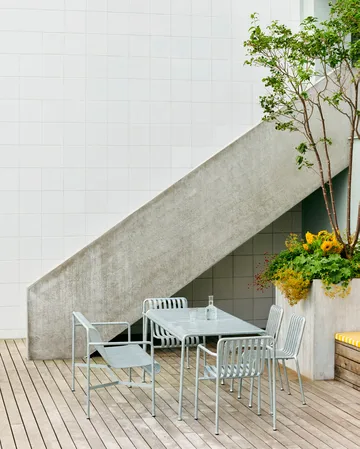 Palissade matgrupp 4 stolar 170x90 cm galvaniserad - HAY