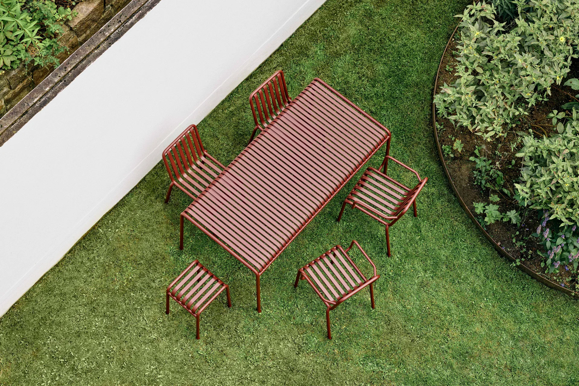 Palissade matgrupp 4 stolar 170x90 cm - Iron red,  HAY