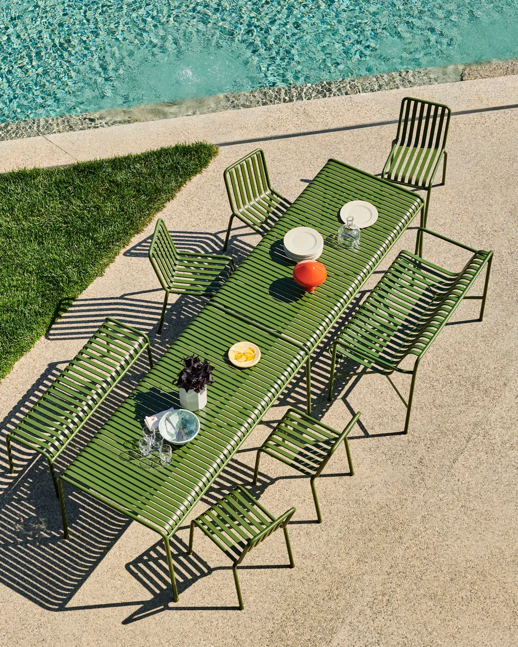 Palissade matgrupp 6 stolar 170x90 cm olive,  HAY