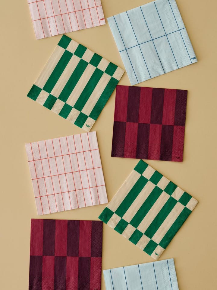 Pattern Dinner servett 40x40 cm 20-pack, Light blue-blue grid HAY