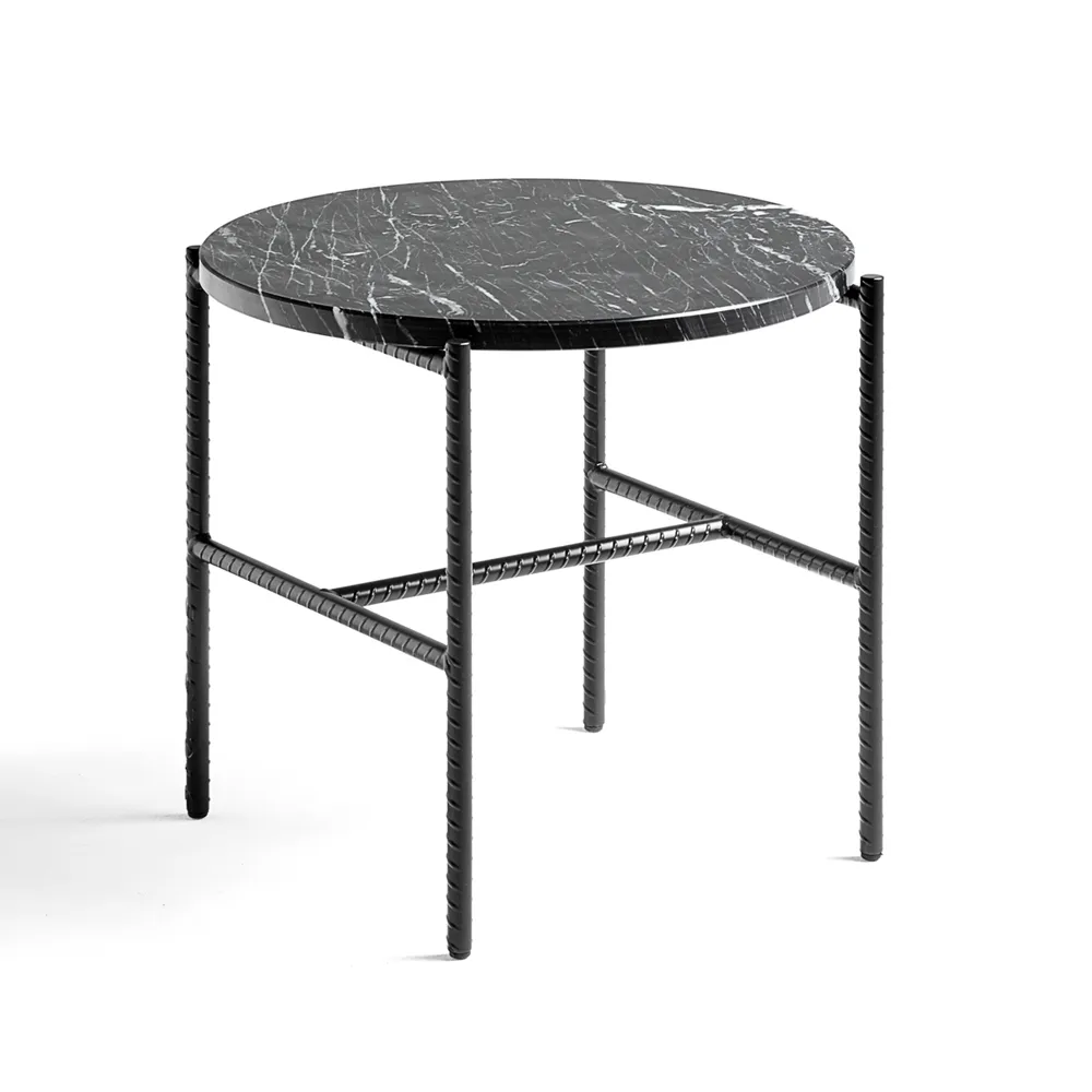 Rebar sidobord Ø45 cm, Black marble-black HAY