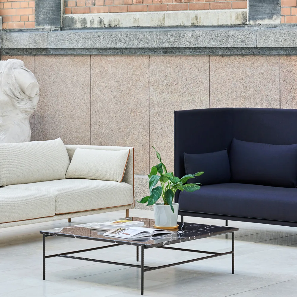 Rebar soffbord 100x104x33 cm, Svart marmor-svart stativ HAY