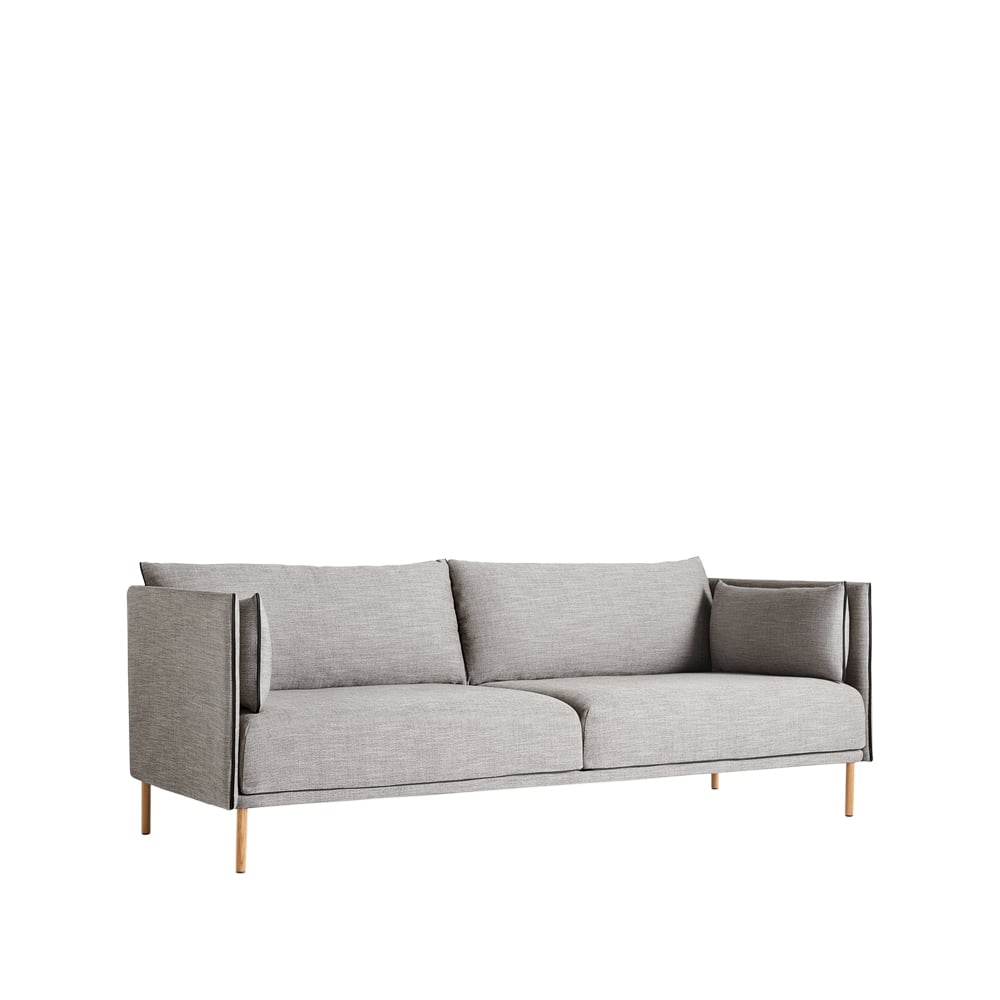 HAY Silhouette 3-sits soffa Grey-svart piping-oljade ekben