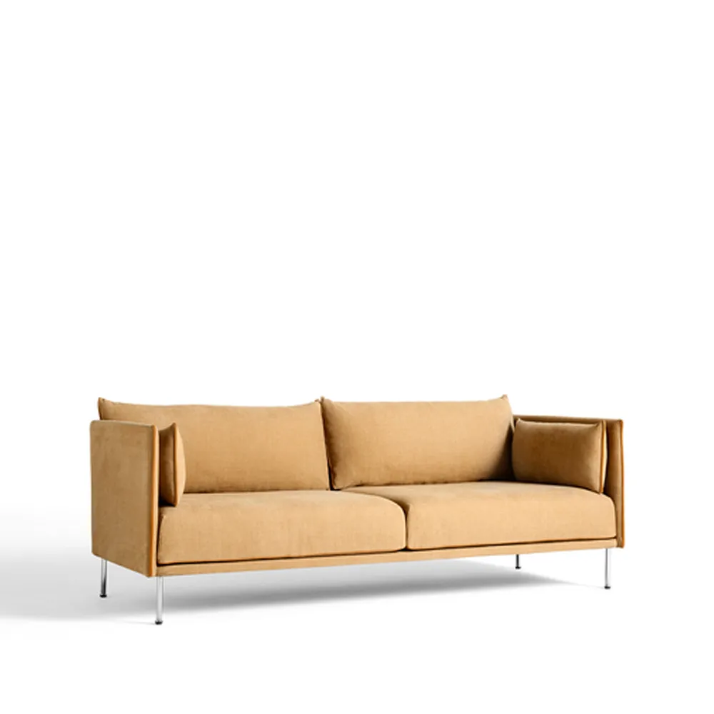 Silhouette 3-sits soffa, Linara 142 cognac-kromben HAY