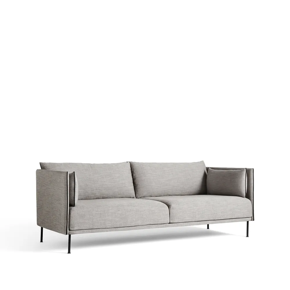 Silhouette 3-sits soffa, Ruskin 33-svart metallben HAY