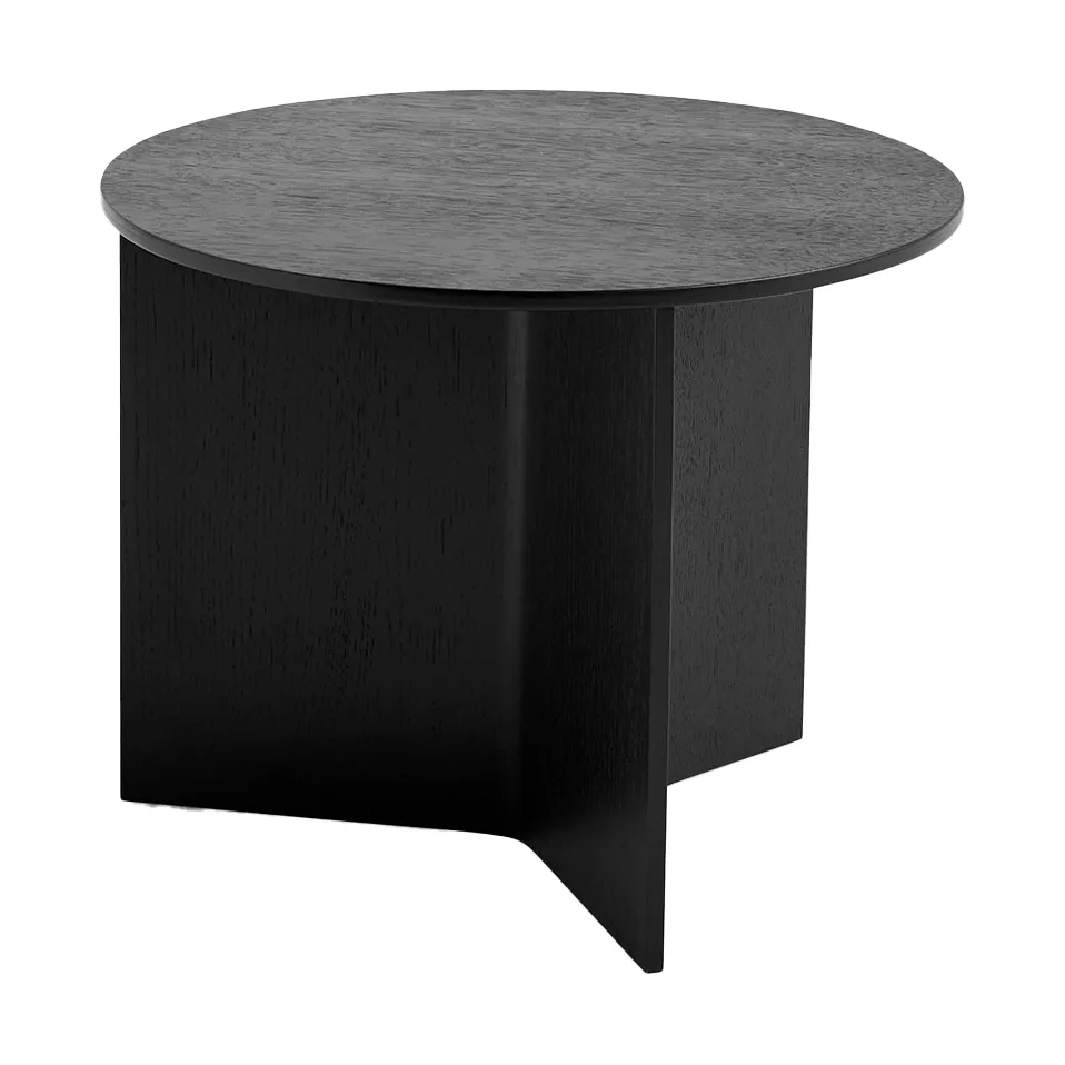 Slit soffbord Ø45 cm, Black lacquered oak