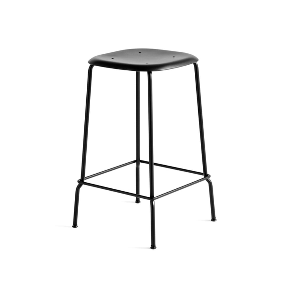 HAY Soft Edge 85 Low barpall black, svart stålstativ