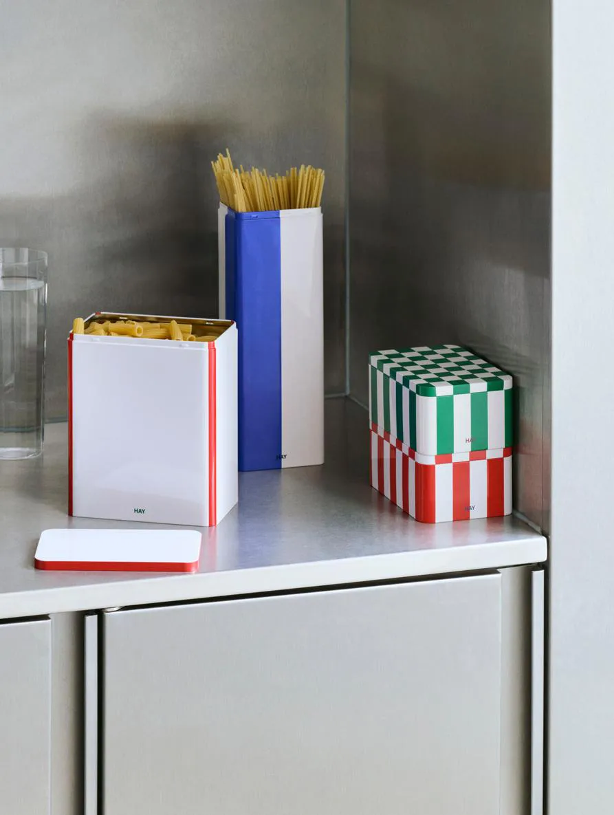 Tin Container förvaringsburk medium, Black-off white HAY