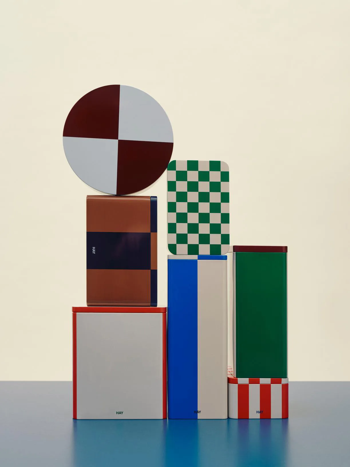 Tin Container förvaringsburk medium, Black-off white HAY