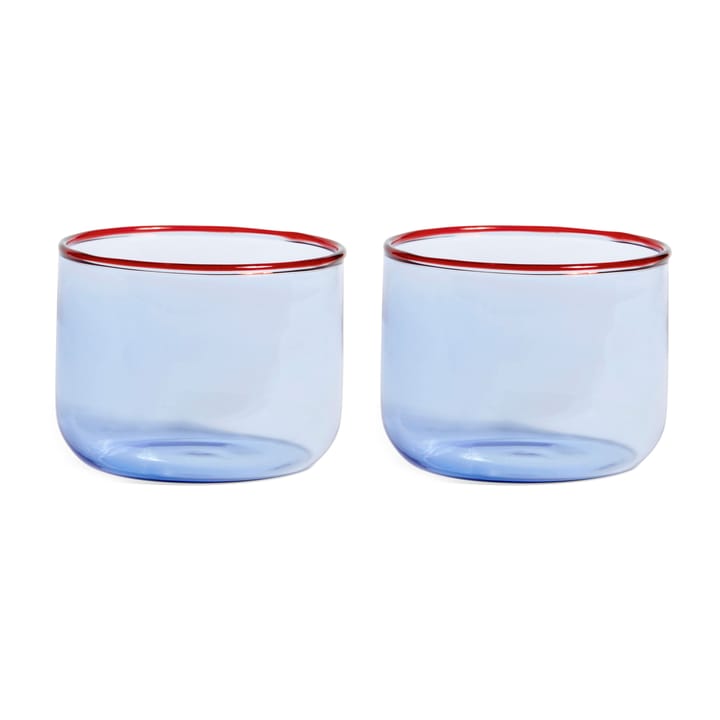 Tint glas 20 cl 2-pack - Ljusblå-röd kant - HAY