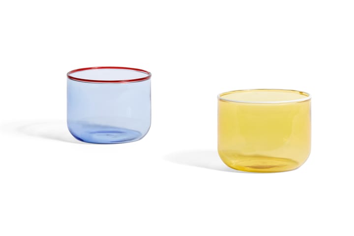 Tint glas 20 cl 2-pack, Ljusblå-röd kant HAY