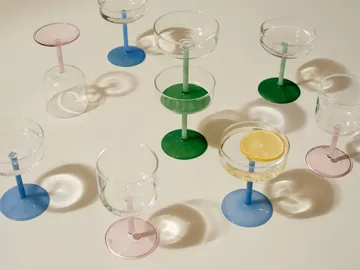 Tint vinglas 25 cl 2-pack - Blå-klar - HAY